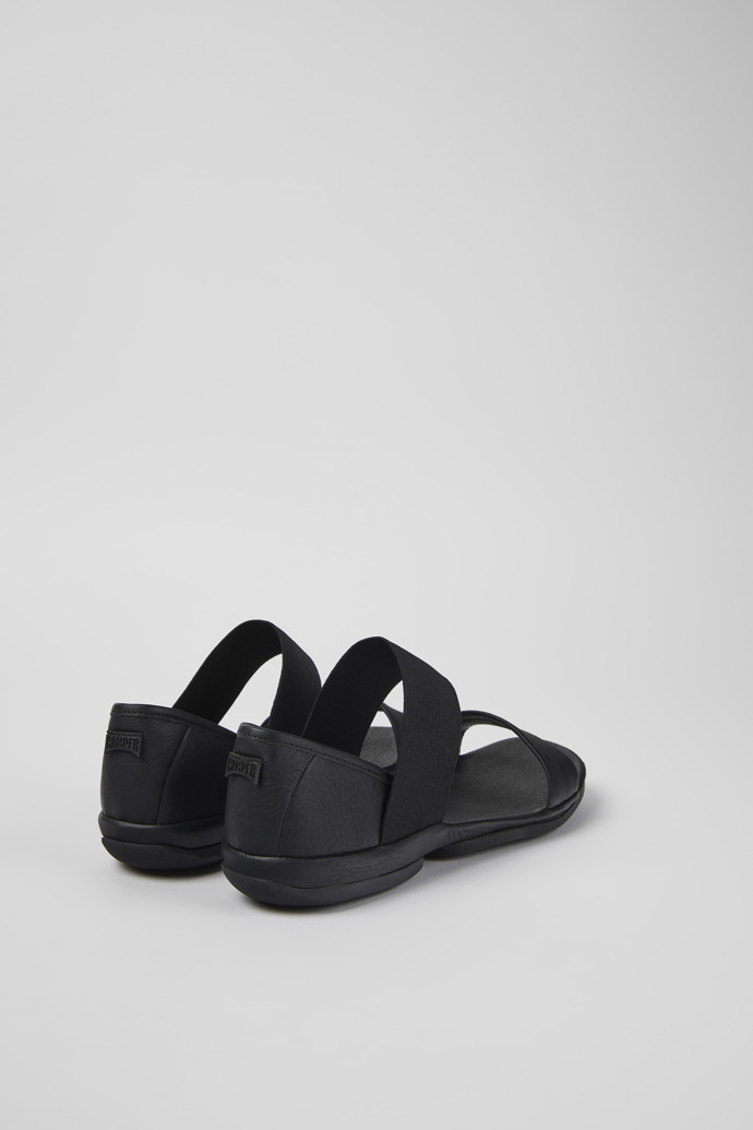 Back view of Right Black Leather Sandal for Women