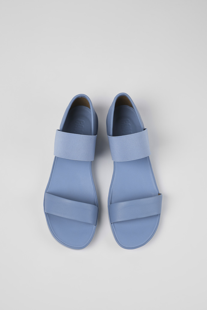 Overhead view of Right Blue Leather Sandal for Women