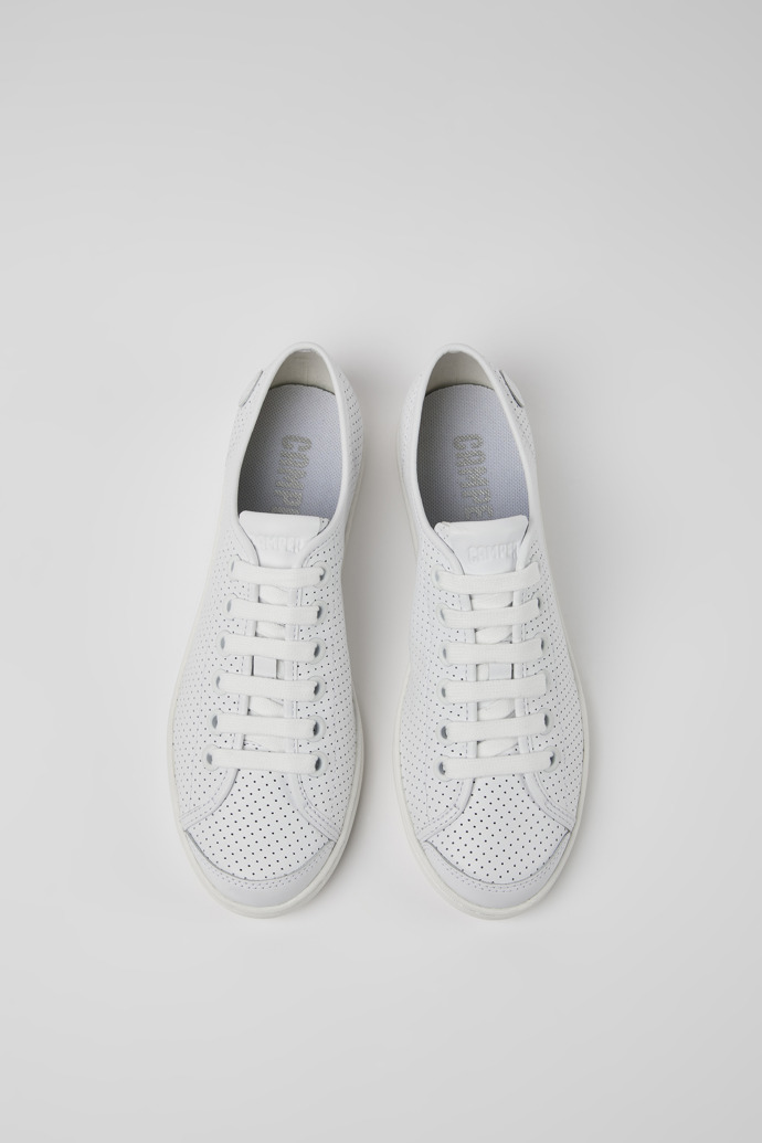 Overhead view of Uno White leather sneakers for women