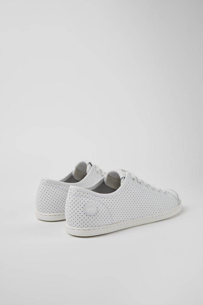 Back view of Uno White leather sneakers for women
