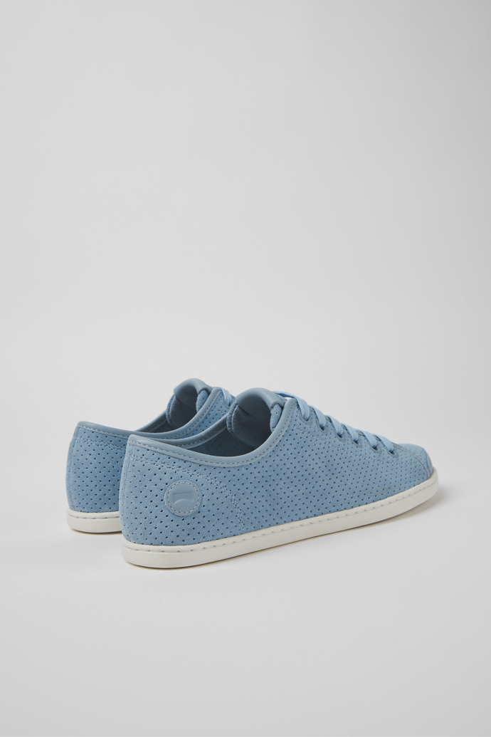 Back view of Uno Blue nubuck and leather sneakers for women
