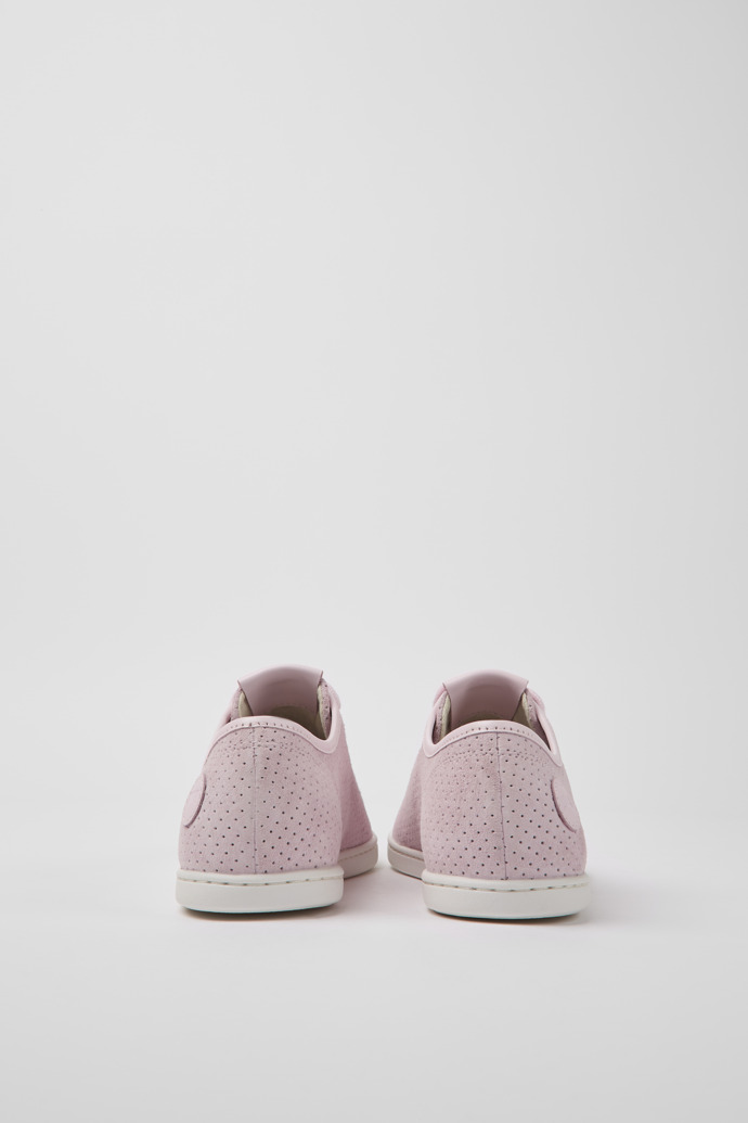 Back view of Uno Pink nubuck and leather sneakers for women