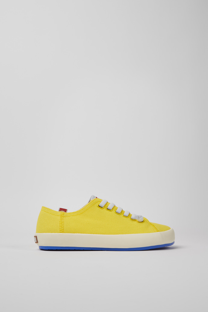 Side view of Peu Rambla Yellow recycled cotton sneakers for women