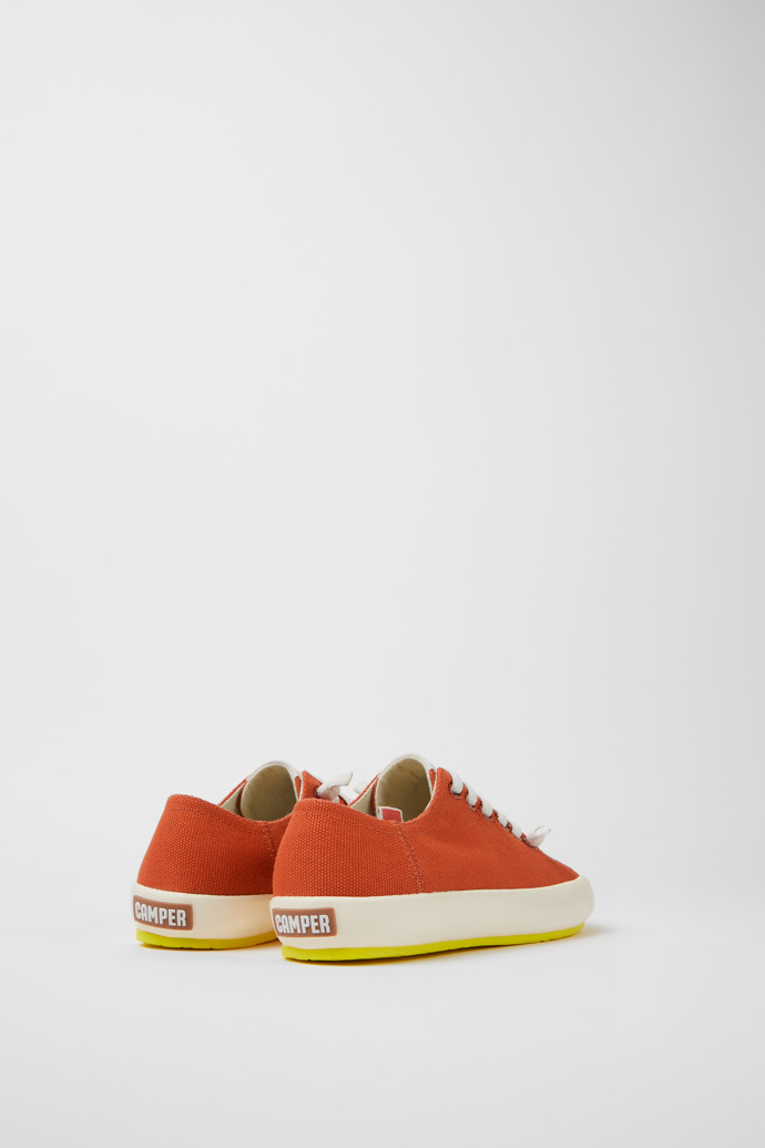 Back view of Peu Rambla Red recycled cotton sneakers for women