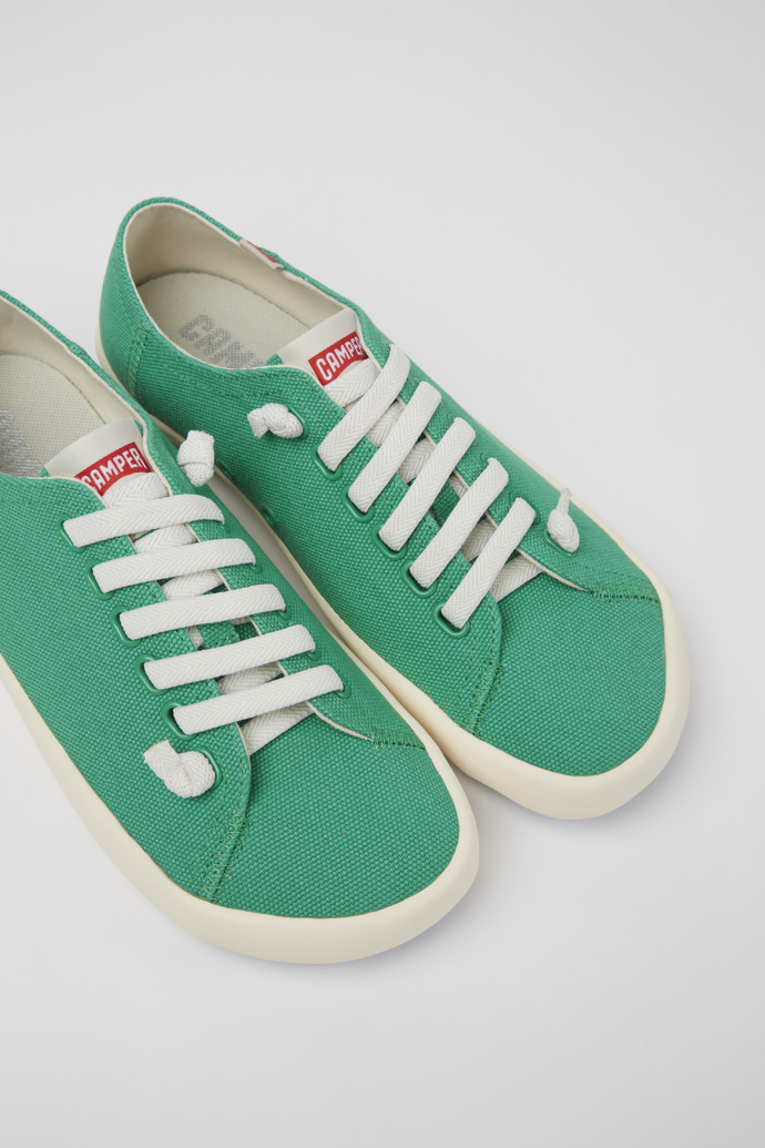 Close-up view of Peu Rambla Green recycled cotton sneakers for women