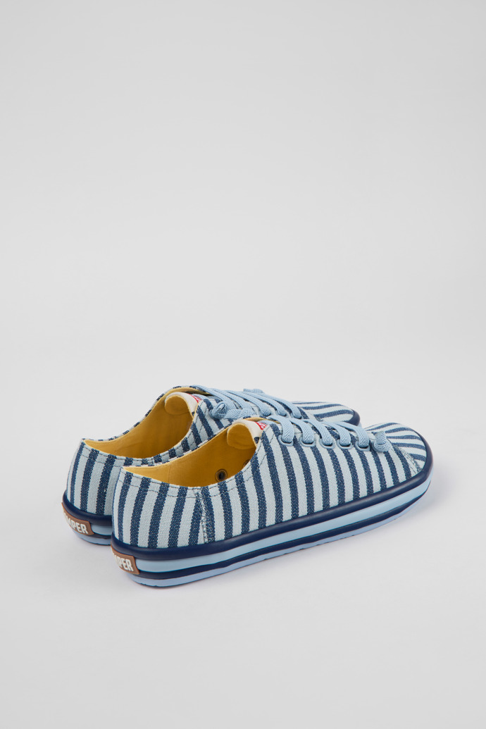 Back view of Peu Rambla Blue and white textile sneakers for women