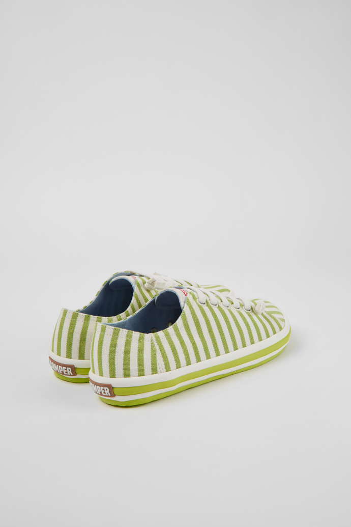 Back view of Peu Rambla Green and white textile sneakers for women