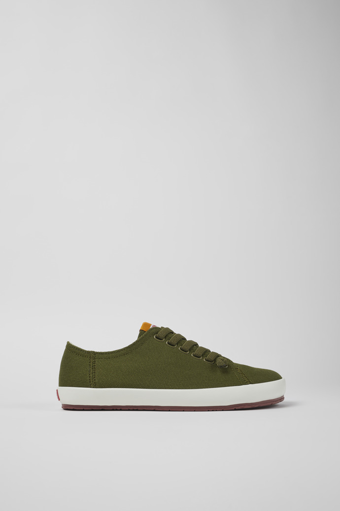Image of Side view of Peu Rambla Green Textile Sneaker for Women