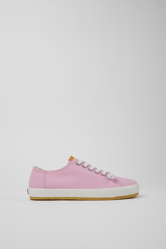 Image of Side view of Peu Rambla Pink Textile Sneaker for Women