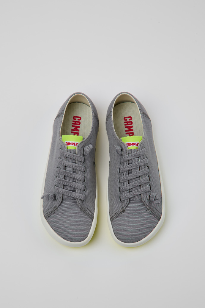 Overhead view of Peu Rambla Gray Recycled Cotton Women's Sneakers.