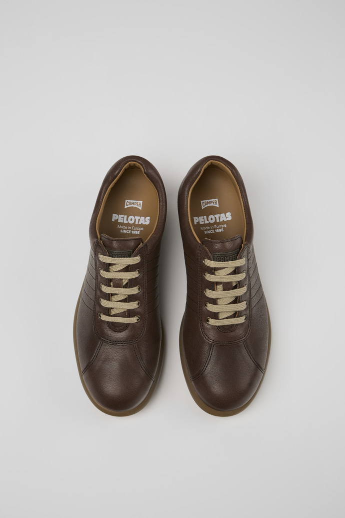 Overhead view of Pelotas Brown Leather Shoes for Women