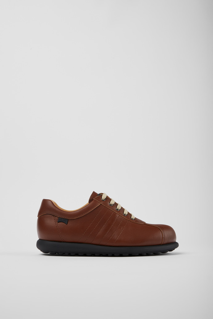 Side view of Pelotas Brown leather shoes for women