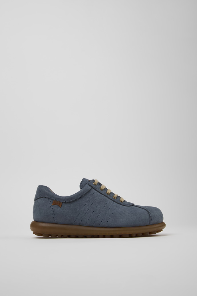 Image of Side view of Pelotas Blue Nubuck Shoe for Women