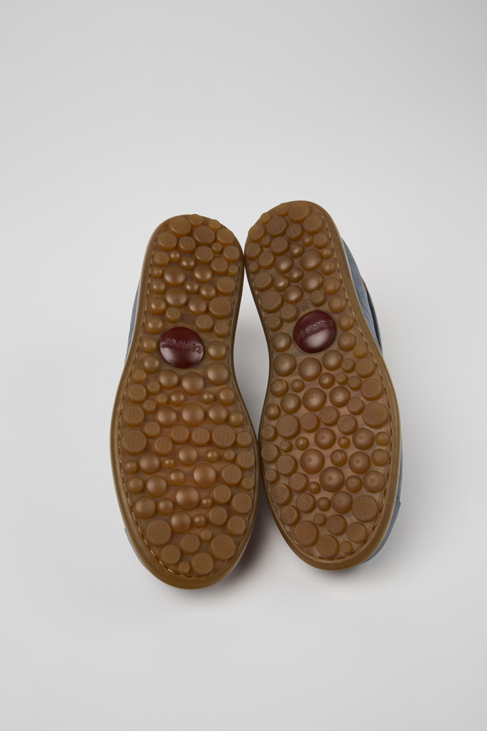 The soles of Pelotas Blue Nubuck Shoe for Women