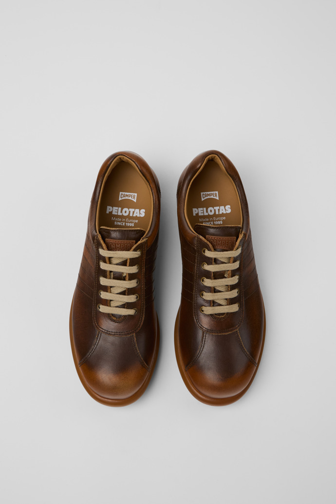 Overhead view of Pelotas Brown Leather Women's Shoe.