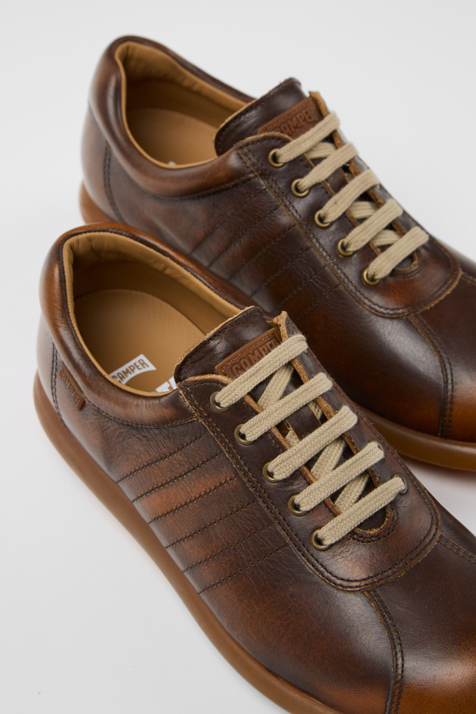 Close-up view of Pelotas Brown Leather Women's Shoe.