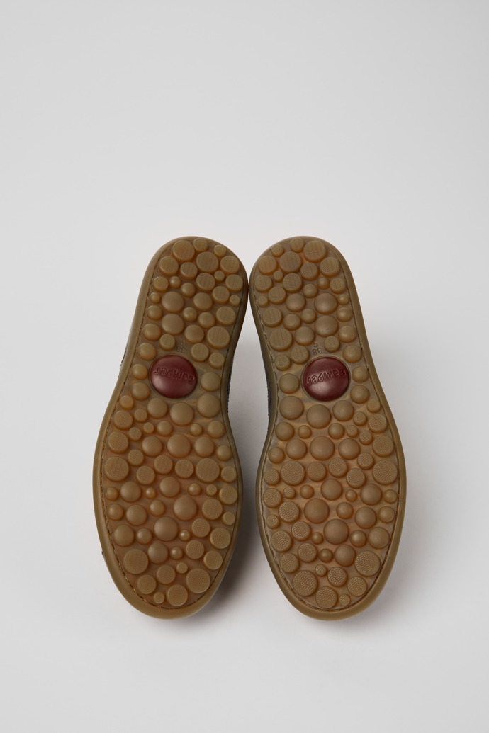 The soles of Pelotas Brown Leather Shoes for Women.