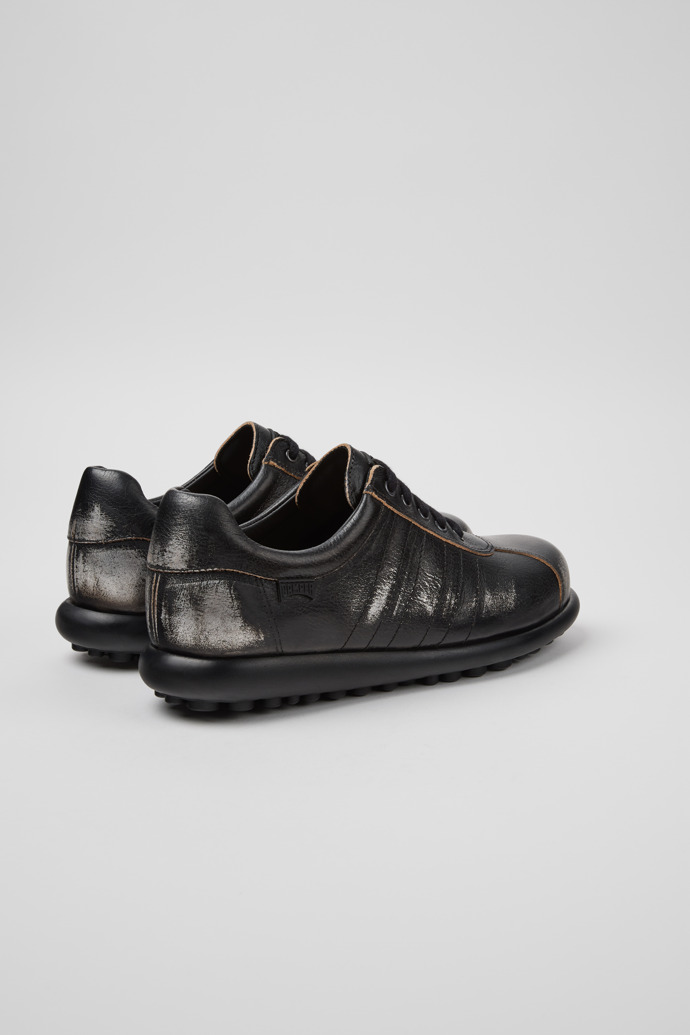 Back view of Pelotas Black and Gray Vegetable-Tanned Leather Shoes for Women.