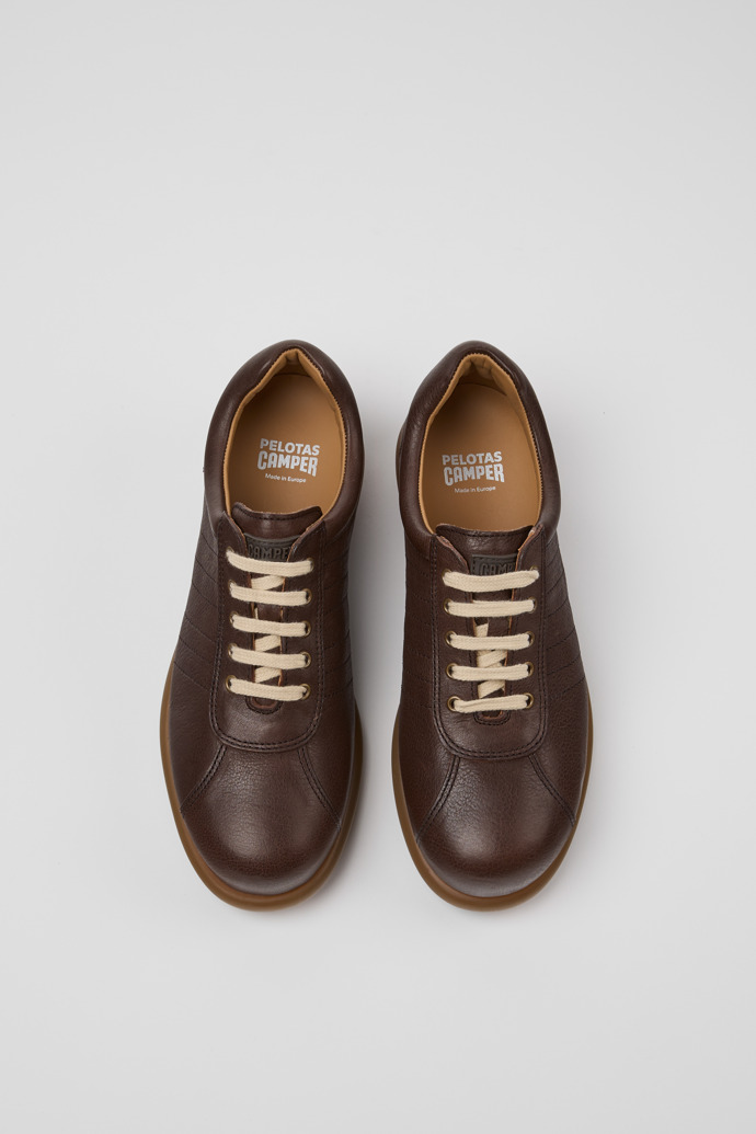 Overhead view of Pelotas Brown Leather Shoes for Women.