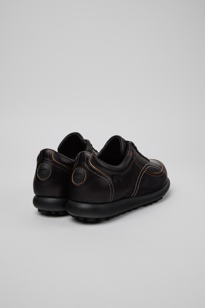 Back view of Twins Black Leather Shoes for Women.