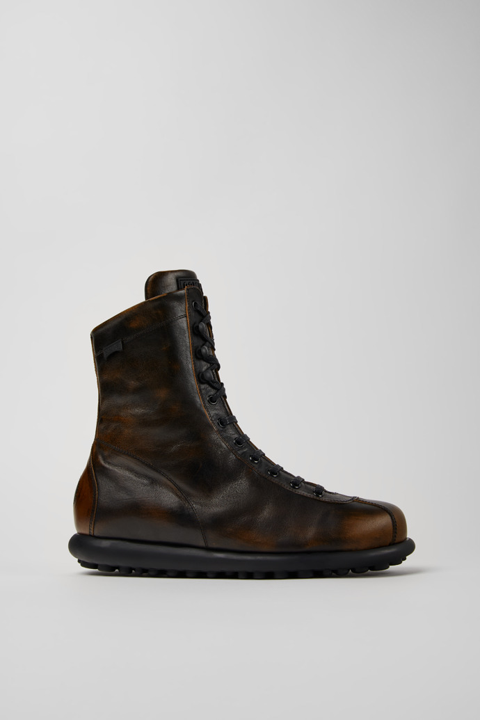 Image of Side view of Pelotas Black-brown leather boots for men