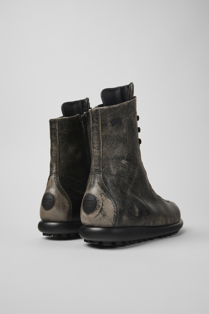 Back view of Pelotas Gray leather boots for men