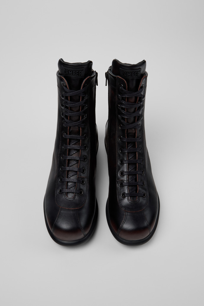 Overhead view of Pelotas Multicolor Leather Mid Boots for Men.
