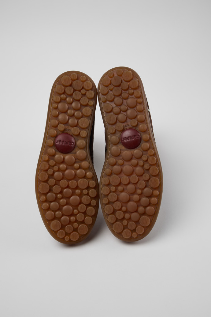 The soles of Twins Multicolor Suede Ankle Boots for Men.