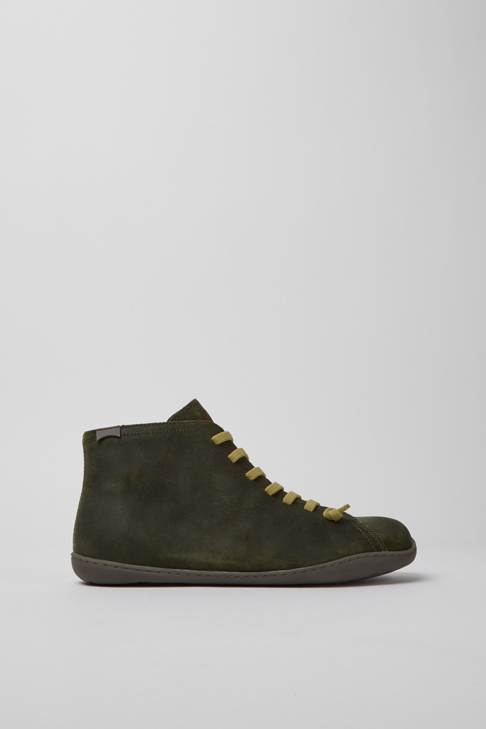 Side view of Peu Green leather ankle boots for men