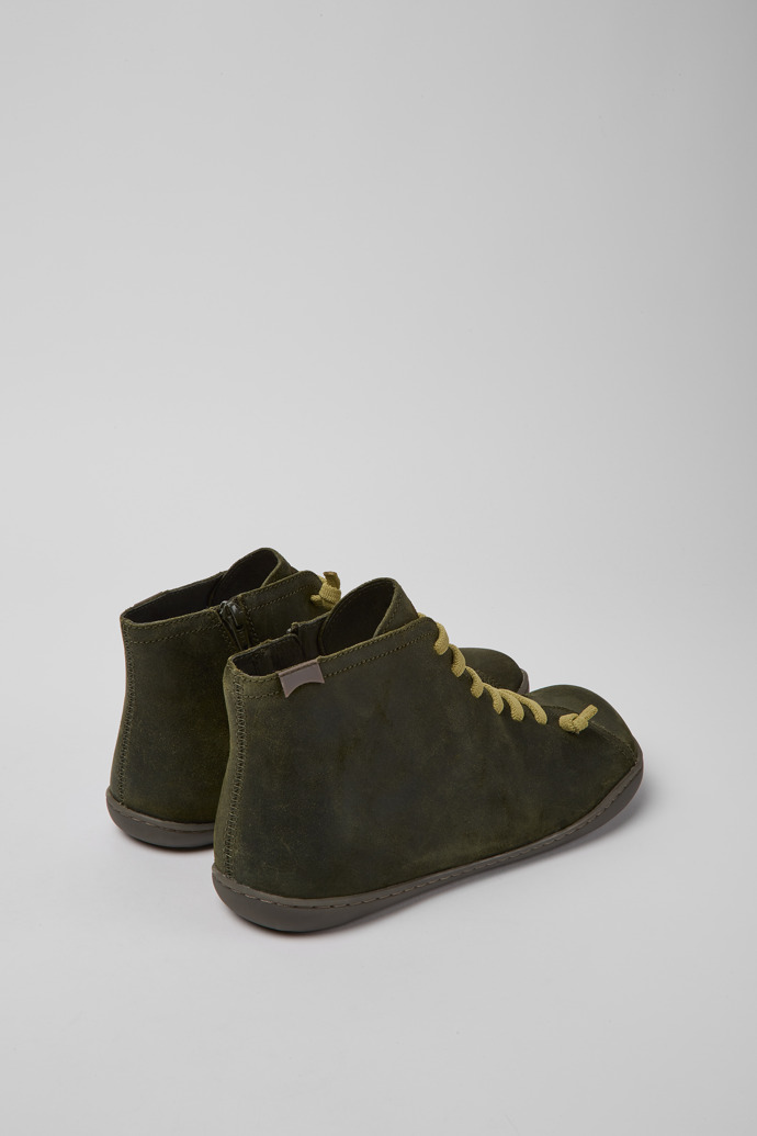 Back view of Peu Green leather ankle boots for men