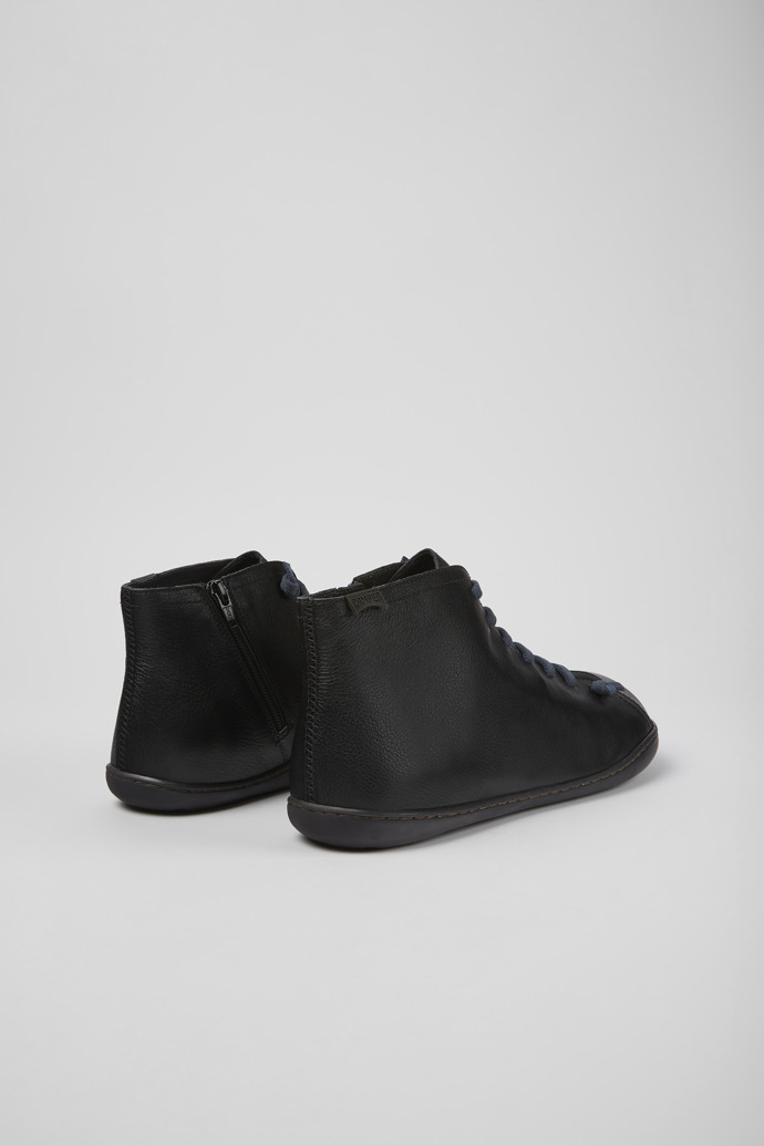 Back view of Peu Black leather ankle boots for men