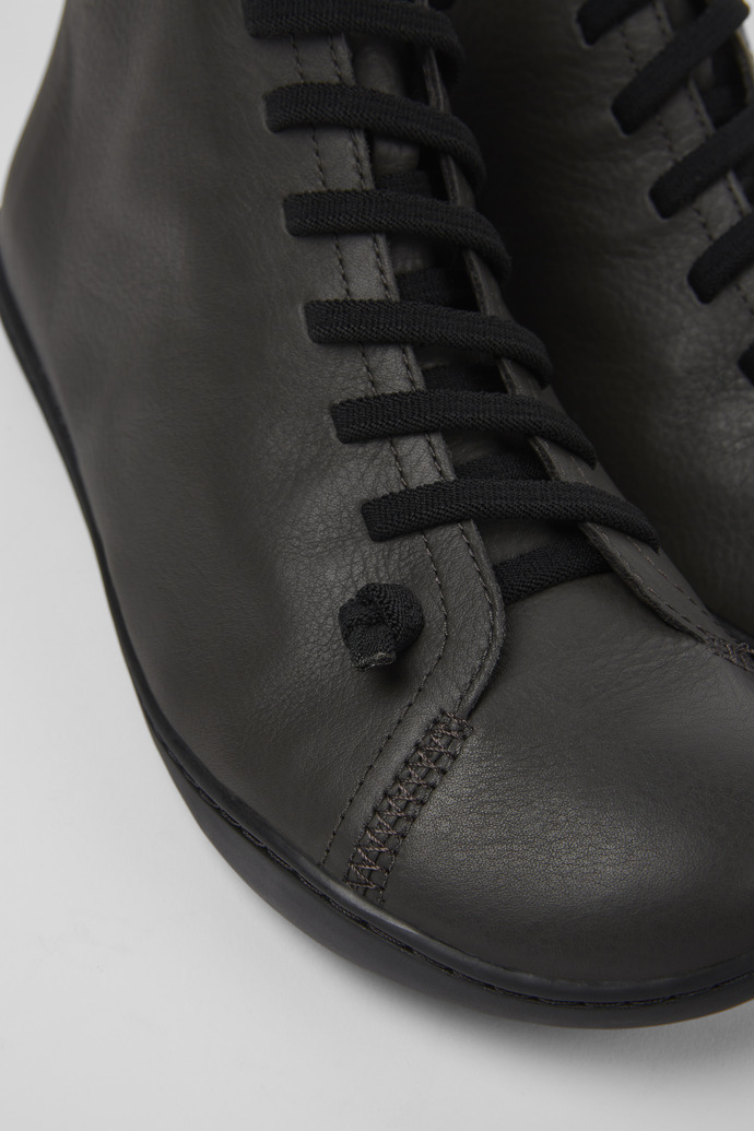 Close-up view of Peu Gray leather ankle boots for men