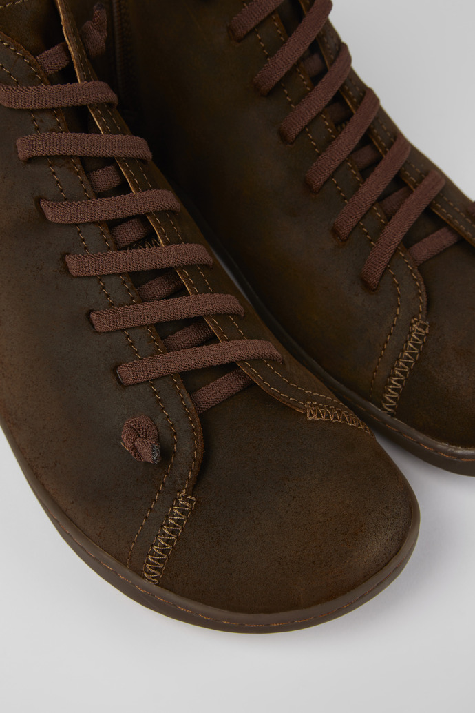 Close-up view of Peu Brown nubuck ankle boots for men
