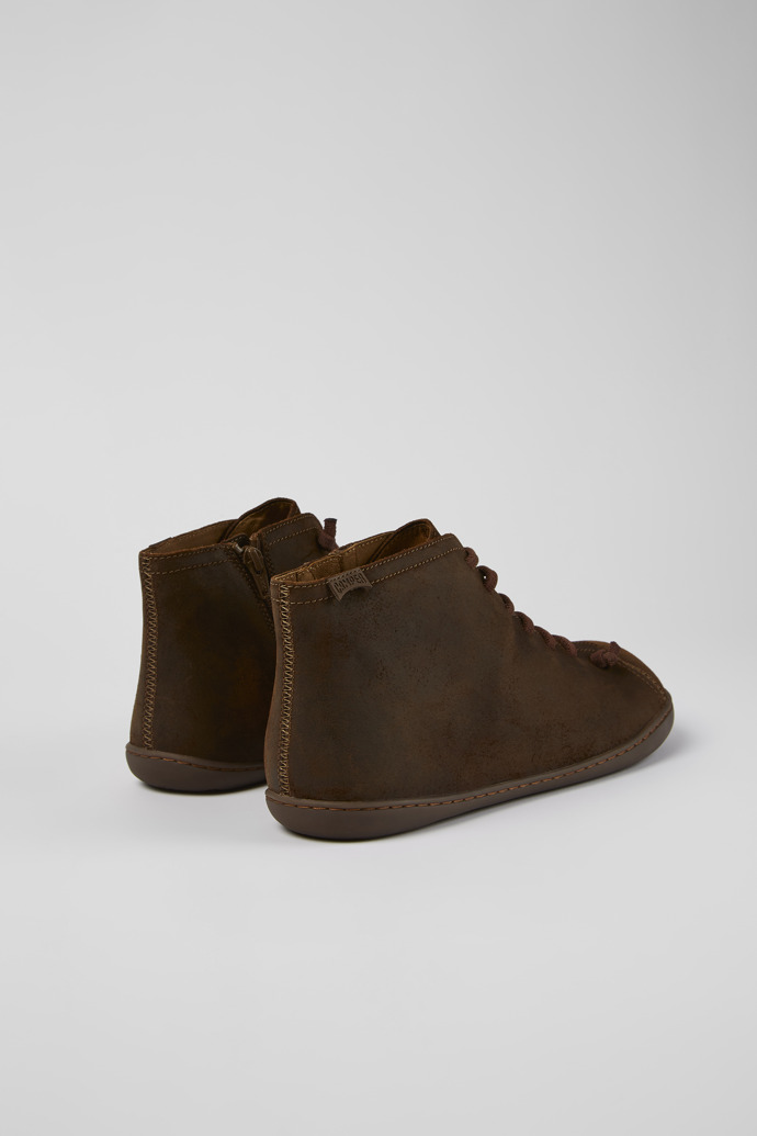 Back view of Peu Brown nubuck ankle boots for men