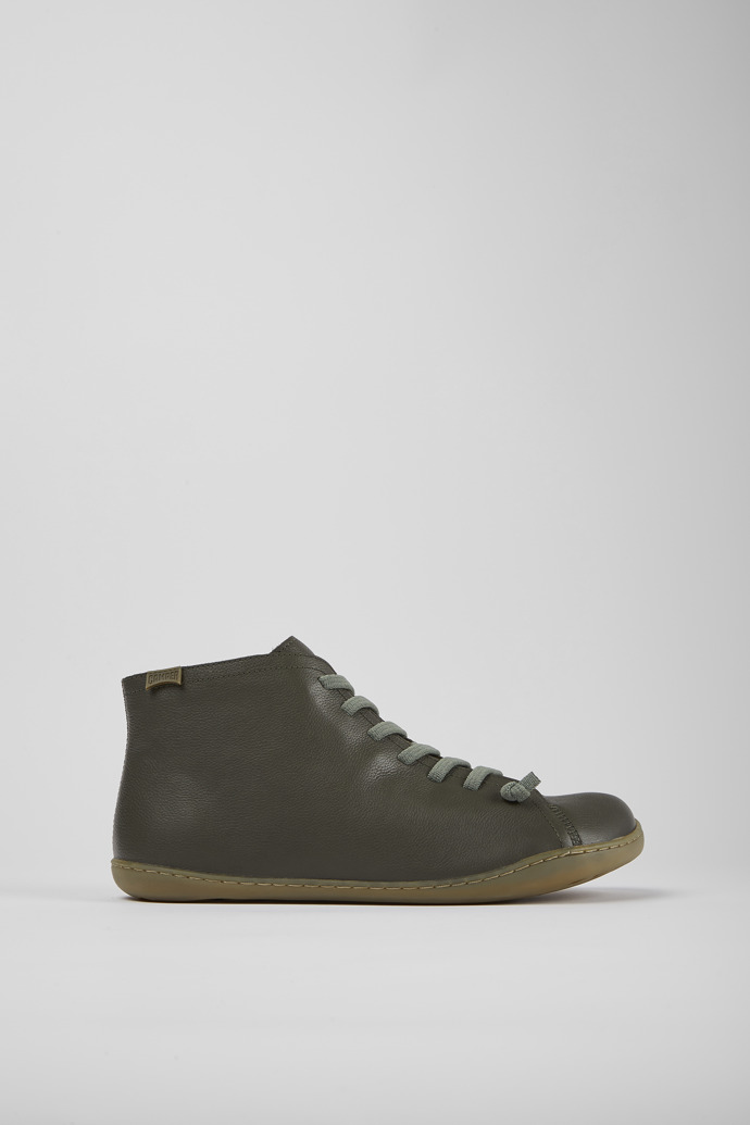 Side view of Peu Green-gray leather ankle boots for men