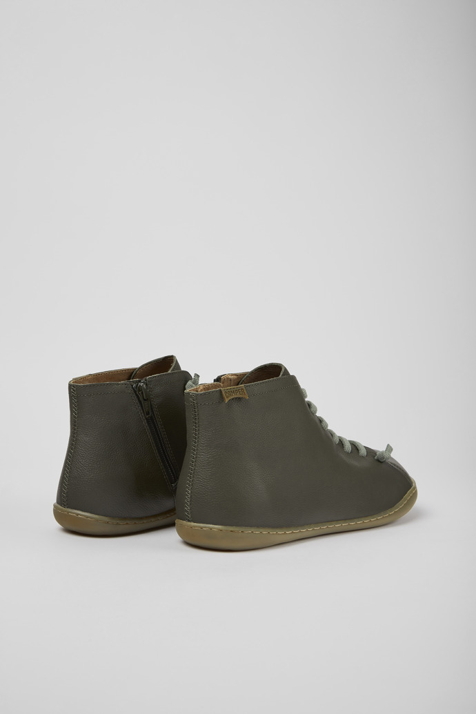 Back view of Peu Green-gray leather ankle boots for men