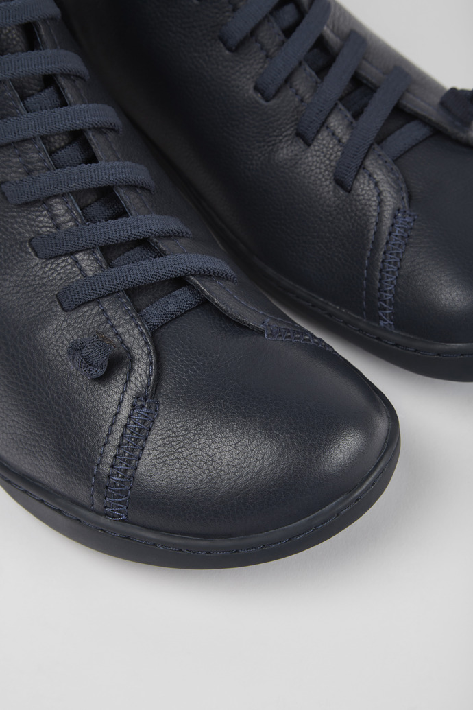 Close-up view of Peu Blue leather ankle boots for men
