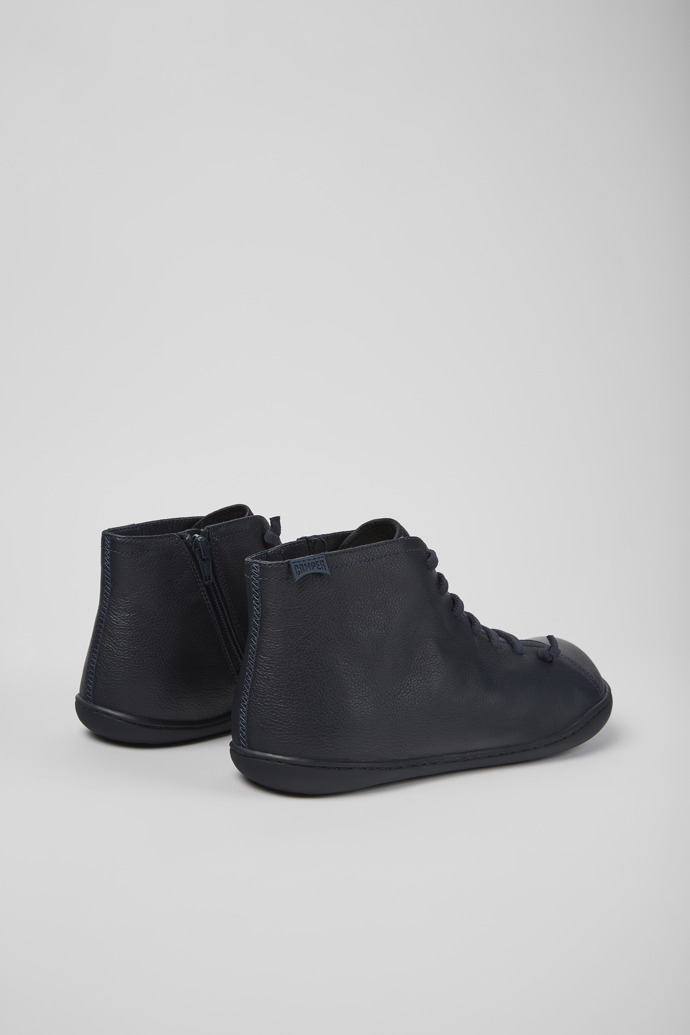 Back view of Peu Blue leather ankle boots for men