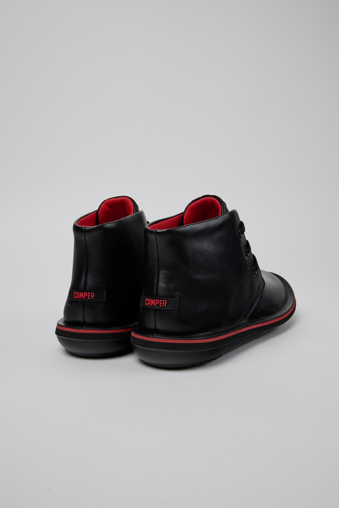 Back view of Beetle Black Leather Ankle Boots for Men.
