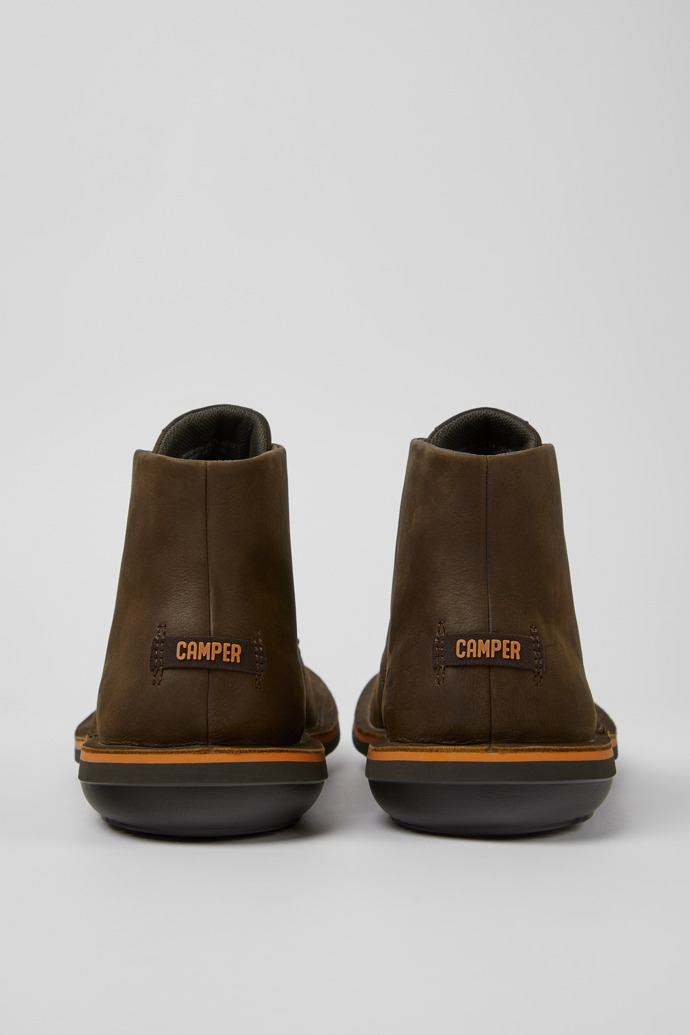 Back view of Beetle Brown nubuck ankle boots for men