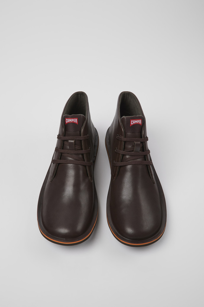 Overhead view of Beetle Brown leather ankle boots for men