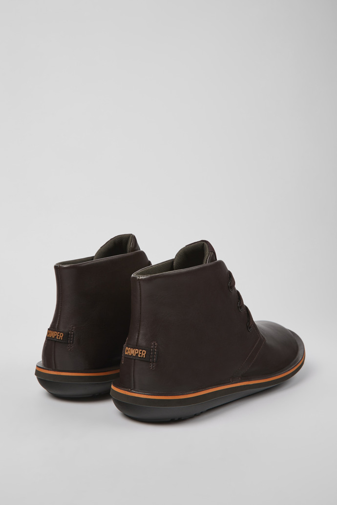 Back view of Beetle Brown leather ankle boots for men