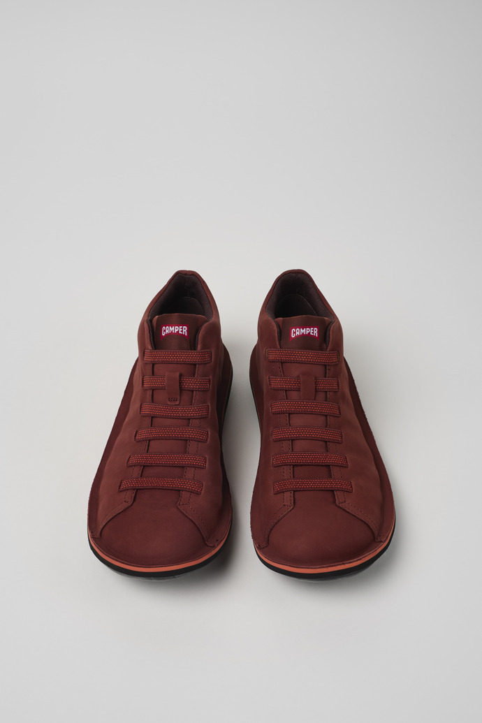 Overhead view of Beetle Red nubuck sneakers