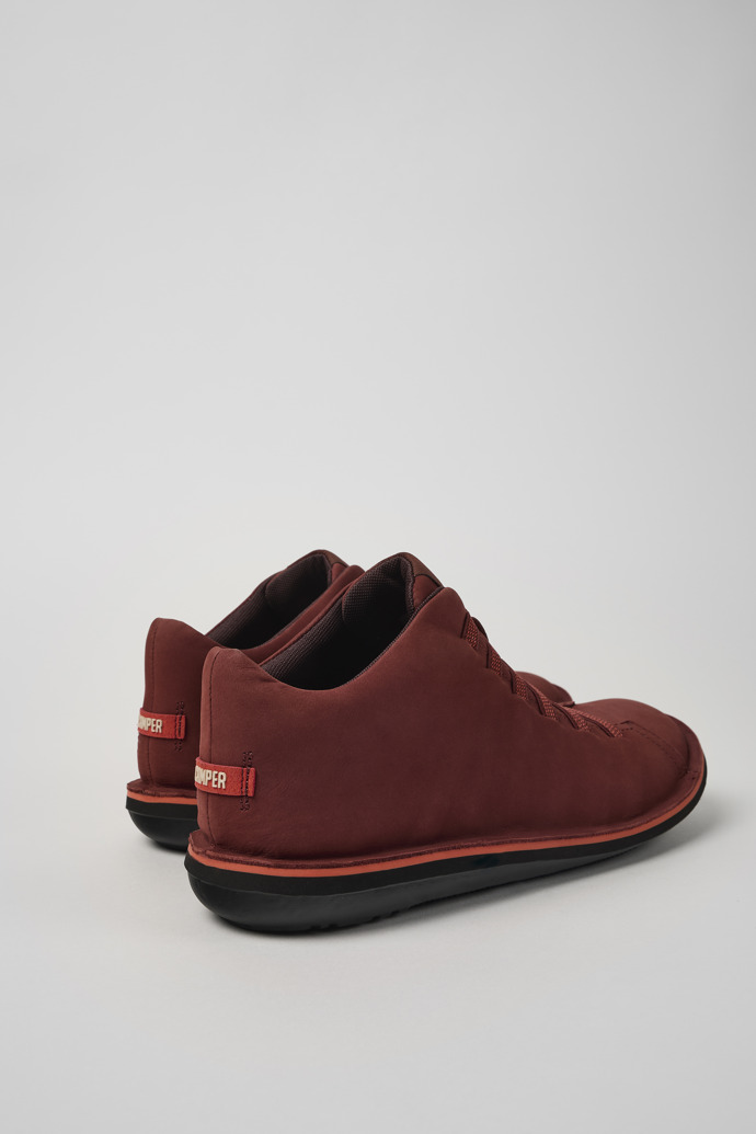 Back view of Beetle Red nubuck sneakers