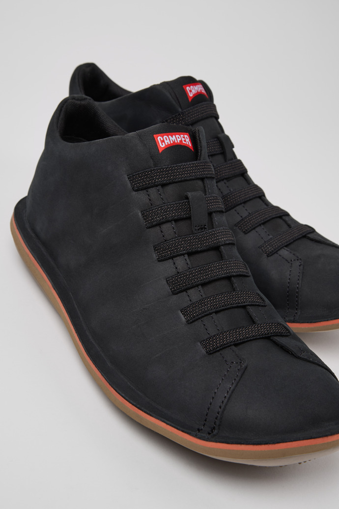 Close-up view of Beetle Gray Nubuck Ankle Boots for Men.