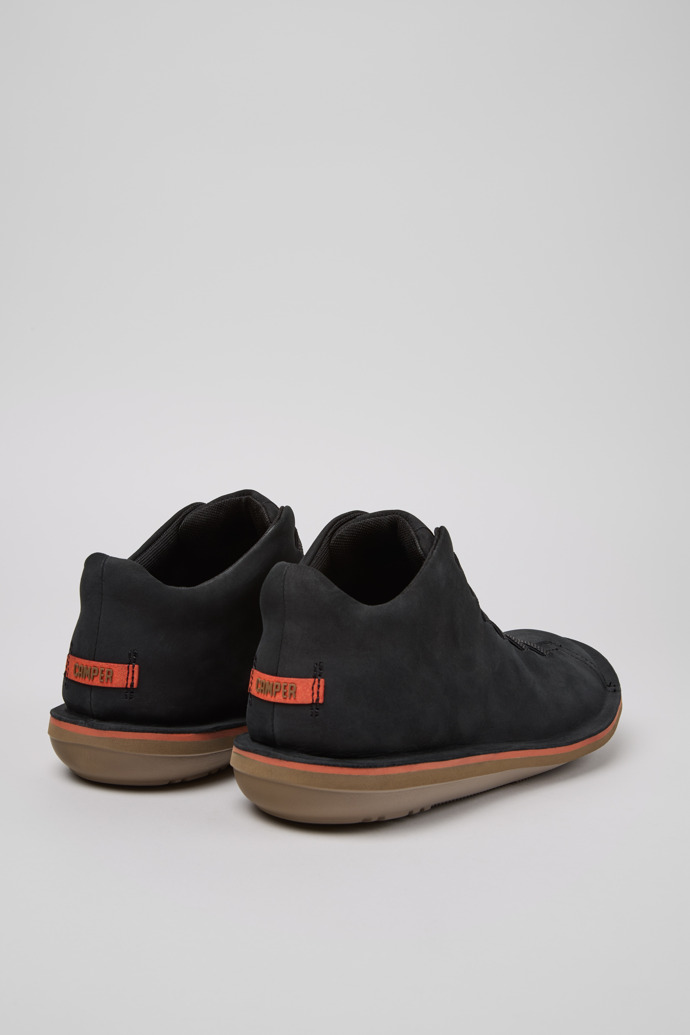 Back view of Beetle Gray Nubuck Ankle Boots for Men.