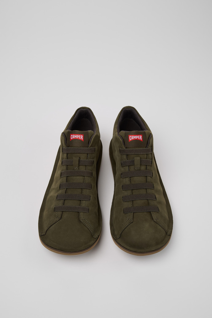 Overhead view of Beetle Green Nubuck Ankle Boots for Men.