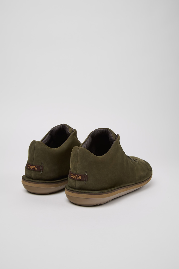 Back view of Beetle Green Nubuck Ankle Boots for Men.