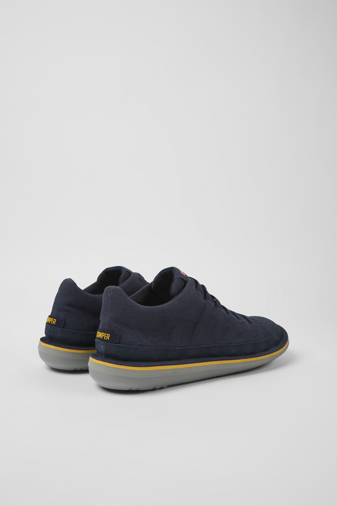 Back view of Beetle Dark blue textile and nubuck shoes for men