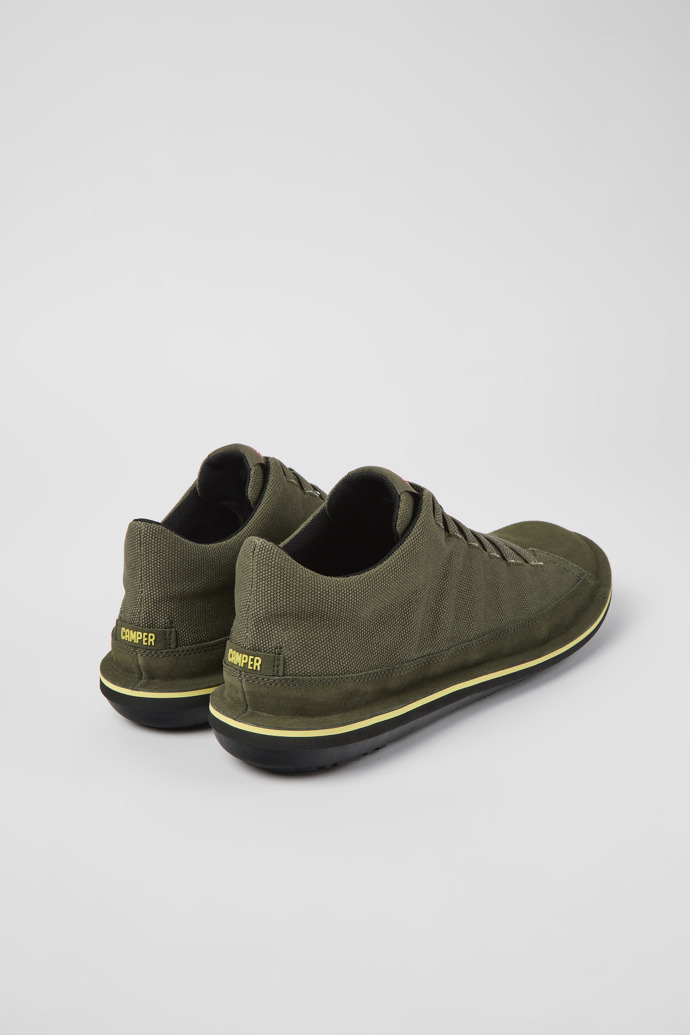 Back view of Beetle Green textile and nubuck shoes for men